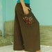 Look At Me Now...Wide Legs Dark Greenish Brown Cotton Pants With Hand Embroidered Detail On Pocket