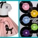 New Girls Custom Made 3pc Poodle Skirt Outift Featuring My "Fluffy" Poodle Your Choice of Size and Color S,M,L,XL