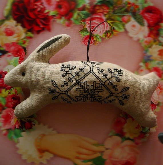 Nordic Blackwork Rabbit Easter Ornament