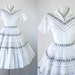 50s Dress Vintage 40s Patio DressSet Bogart Label Squaw Blouse Skirt Circle 240" Sweep White Black Silver Metal Zip Rockabilly 1950s Dresses