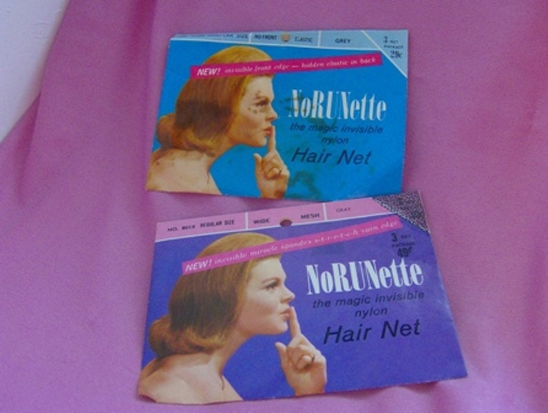 Collection of 2 Vintage Hair Net Envelopes with Nets