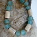 RESERVED for Kelly Aqua Glass and Driftwood Necklace with African Glass