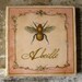French Bee Painting Cottage Chic Vintage Encaustic