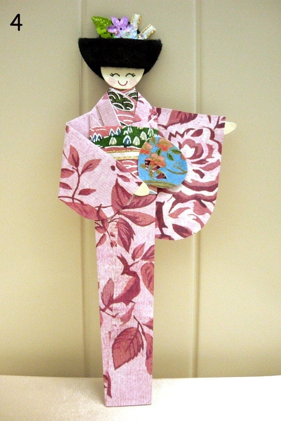 Origami Japanese Girl Geisha Bookmarks Set of 2 SALE