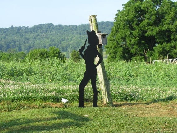 Hot Cowgirl Life Size Metal Western Wall Yard Art Silhouette