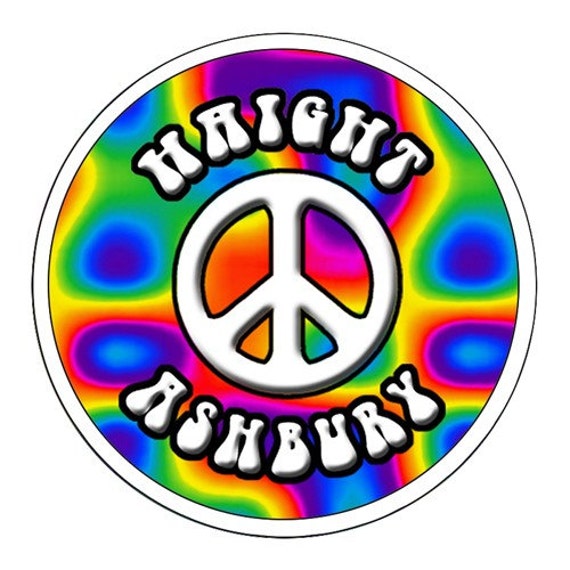 HIPPIE STICKER Haight Ashbury PEACE Symbol Clear Vinyl Sticker