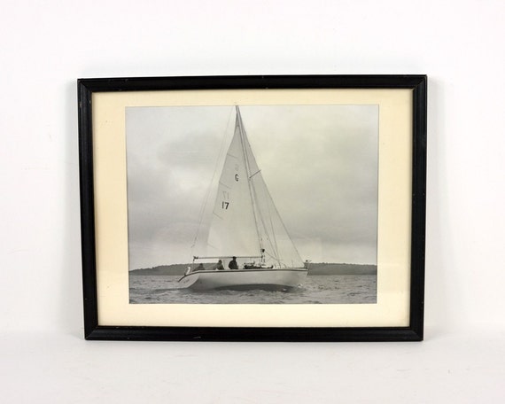 vintage sailboat black and white