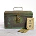 Vintage Rustic Storage Tin / Aqua Tin Box / Industrial Storage