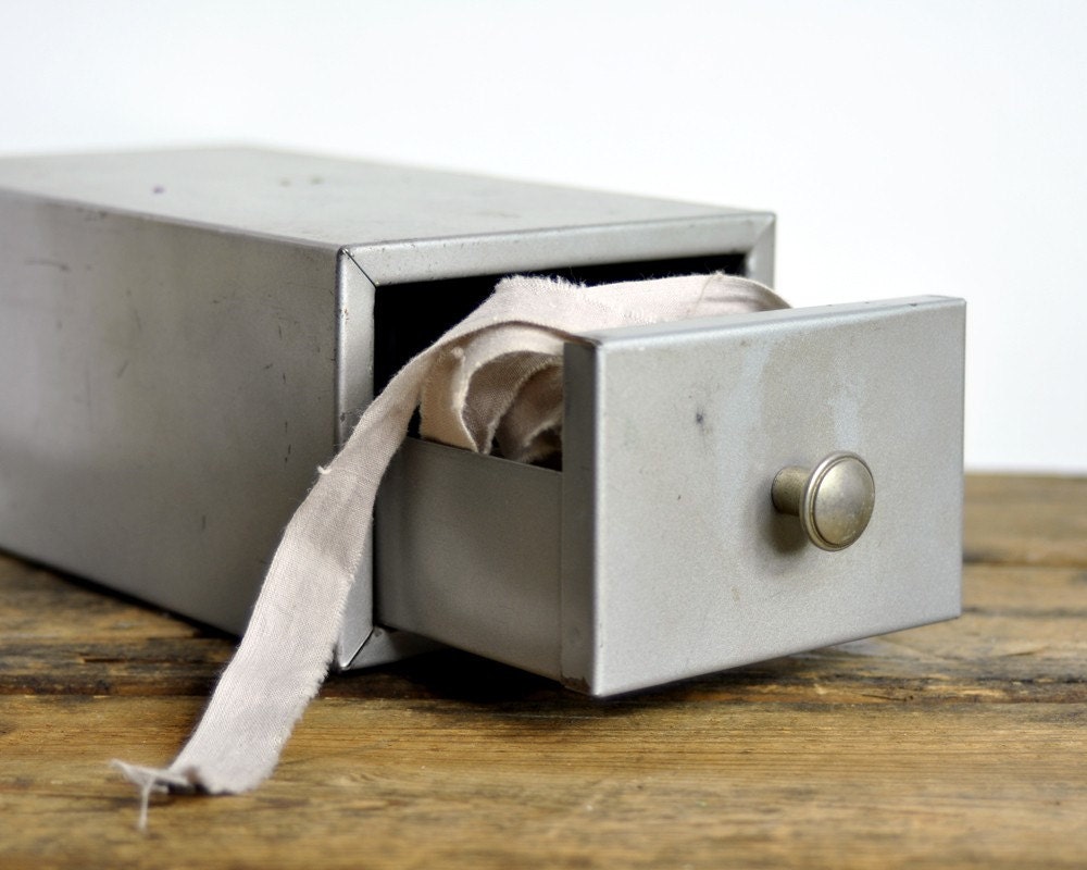 Vintage Industrial Metal File Box