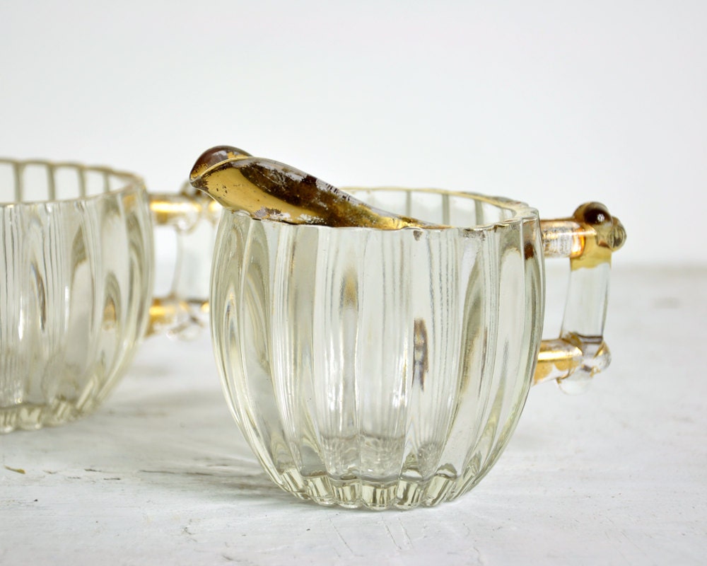 Vintage Glass Sugar & Creamer Set