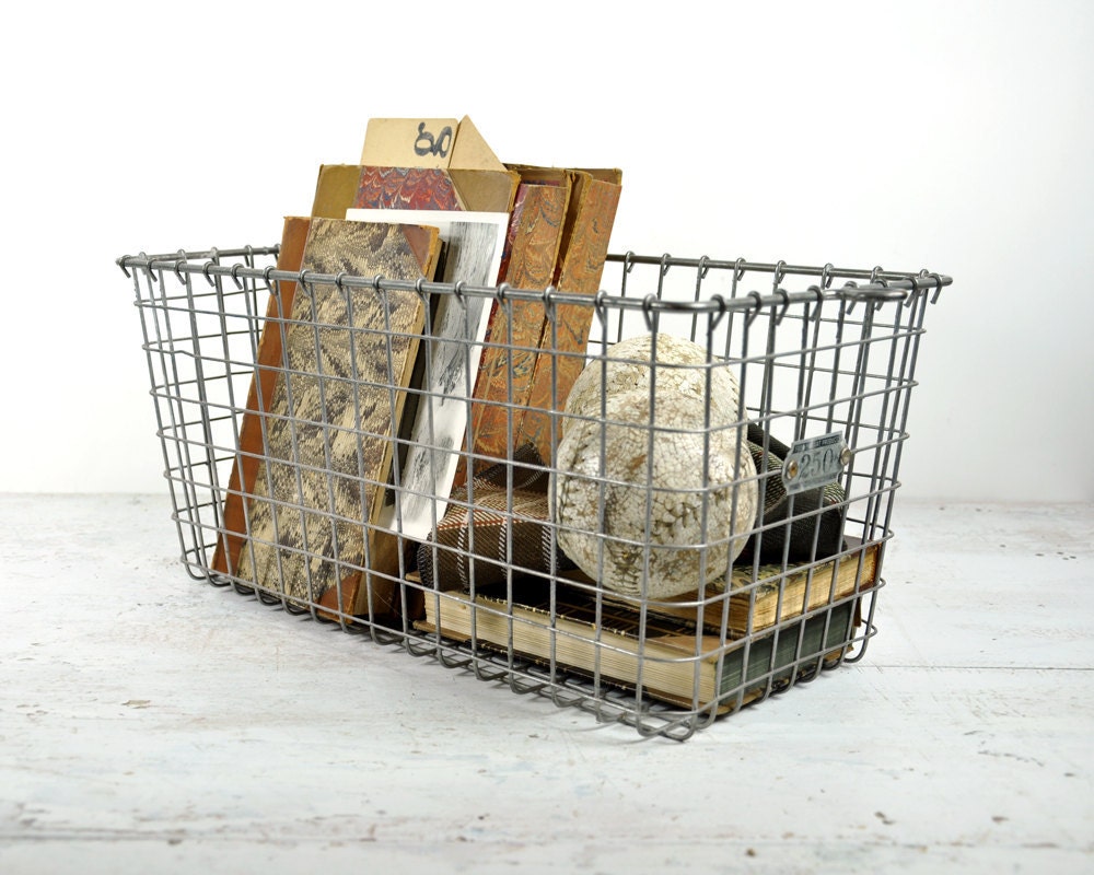 Vintage Extra Long Metal Locker Basket