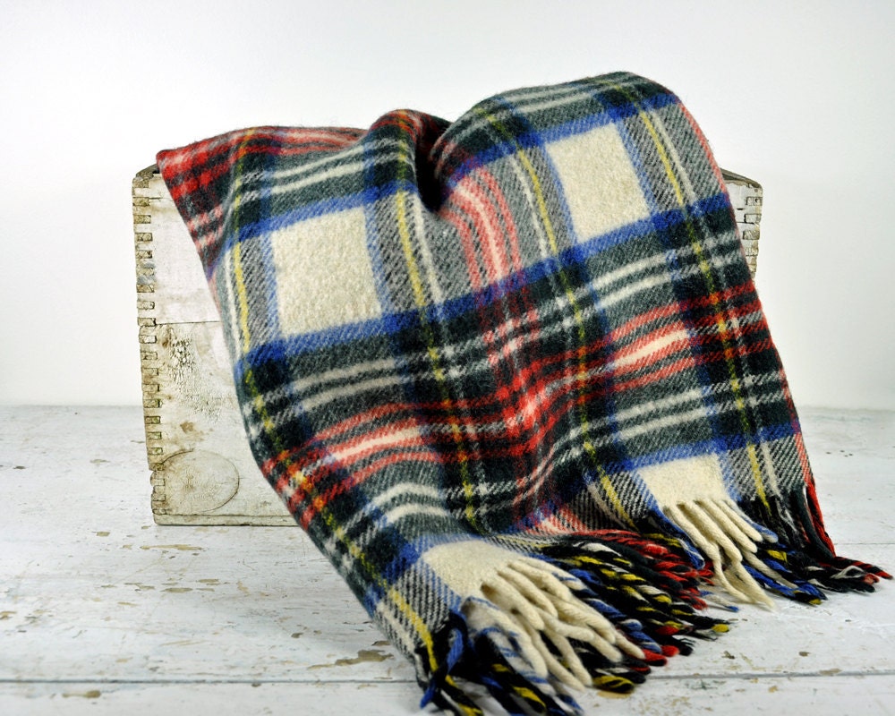 Rustic Buffalo Plaid Black and White Throw Blanket or Pillows