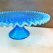 Vintage Fenton Blue Opalesecent Hobnail Cake Pedestal Stand