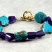 Stabilized Turquoise, Amethyst Bracelet, Antiqued Gold, Toggle Clasp