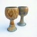 Porcelain Wine Goblet, Honey Dipped Amber Geometric Designs Handmade Housewares Ceramic pottery serving cup rustic