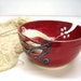Red Ceramic Yarn Bowl POTTERY Knitting Crochet Bowl Large Handmade Twisted Leaf Spring Easter Decor