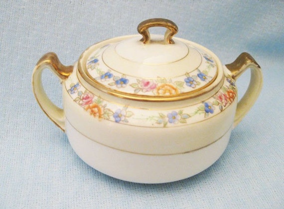 Vintage Nippon/Noritake Hand Painted Sugar by WrappedRoundMyFinger