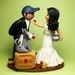 RESERVED for wheatieb - Traveler Couple, Cooking Bride & Football Fans Wedding Cake Topper