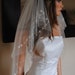 Available only in White Clearance READY TO SHIP Two Tier Veil with Embroidered Detail, Sequins, Pearls and Glass Beads