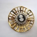 Coro gold tone pin brooch open design w/ cameo and rhinestones