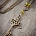 Steampunk Key Necklace - Antiqued Brass with Olive Quartz