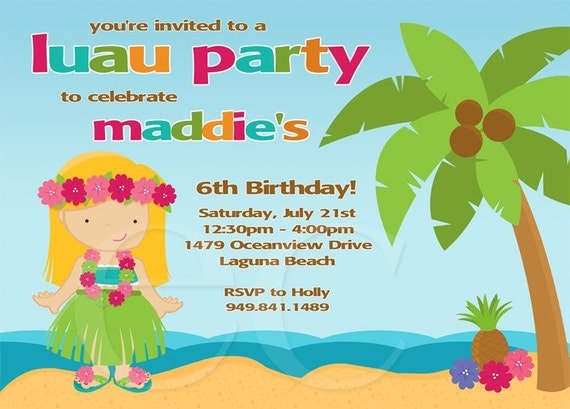 Kids Luau Birthday Invitations 5