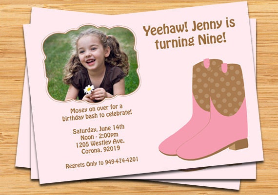 Cowgirl Birthday Party Invitation - Customize with Your Photo Il_570xn