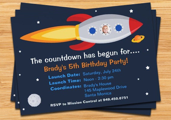 Rocket Ship Birthday Invitations 2