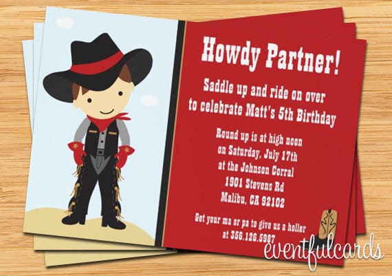Cowboy Birthday Party Invitation Il_570xn
