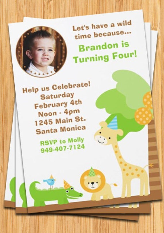 Jungle Animals Photo Birthday Invitation Il_570xn