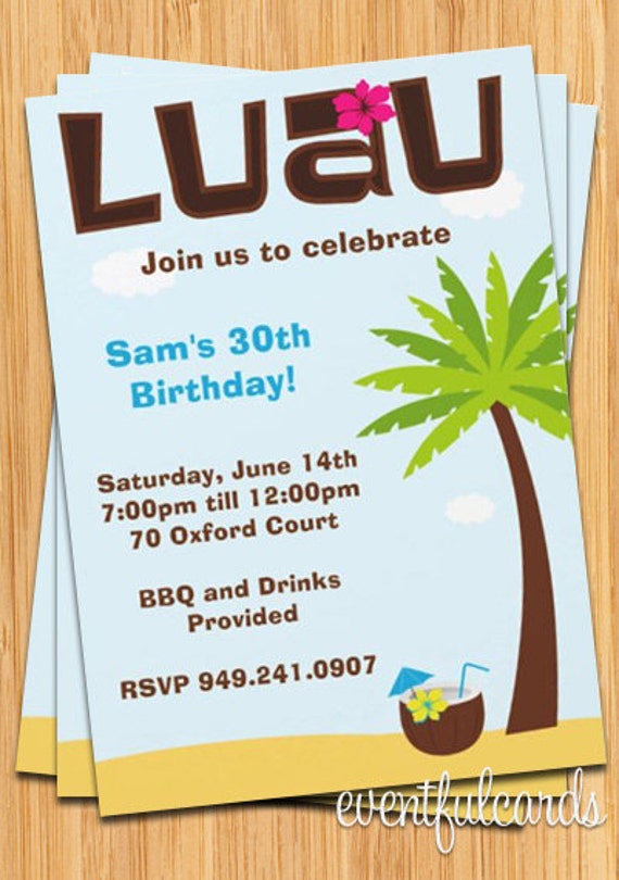 Tropical Luau Party Invitation Il_570xn