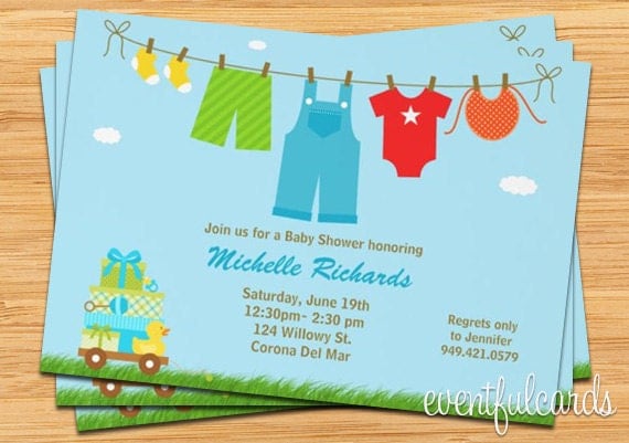Baby Boy Laundry Baby Shower Invitation Il_570xn