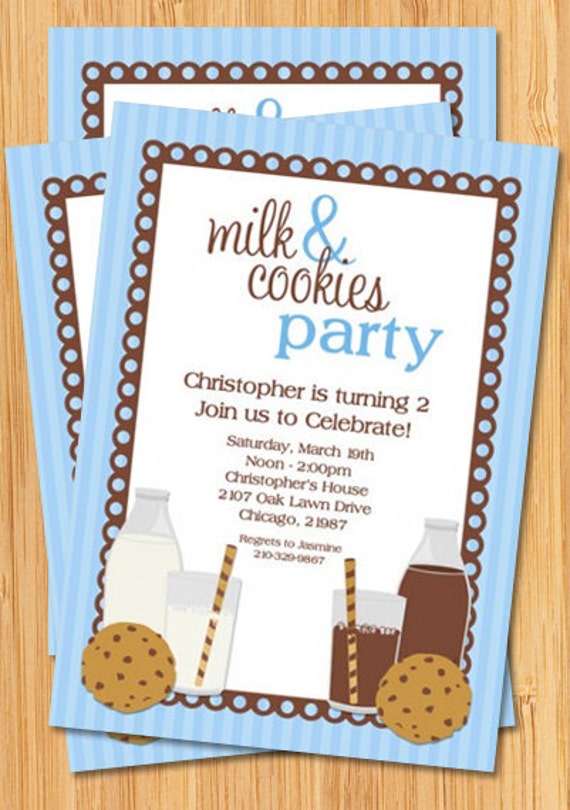 Milk and Cookies Birthday Party Invitation for Boy Il_570xn