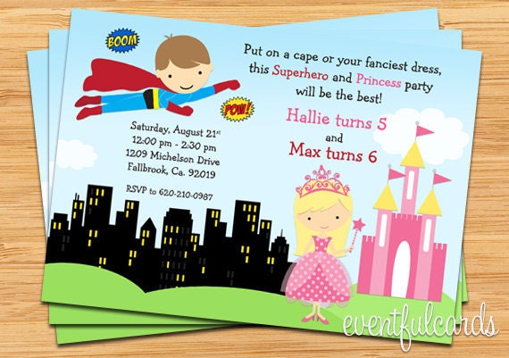 Superhero And Princess Party Invitations Free Printable 4