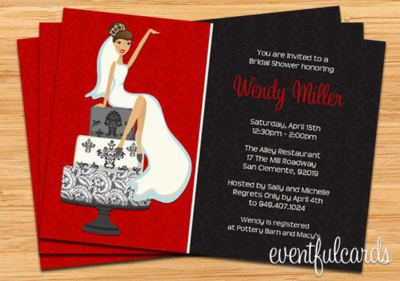 Bridal Shower Invitation Damask Cake Il_570xn