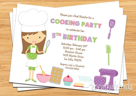 Kids Baking Birthday Party Invitation Printable