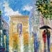 Reserved for Charlotte - Original oil painting Paris Rain Romance - impressionism city Landscape on canvas fine art by Karen Tarlton