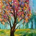 Original oil painting Spring TREE Landscape palette knife fine art impressionism by Karen Tarlton