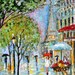 Original painting PARIS RAIN Cityscape Modern Texture oil impressionism by Karen Tarlton