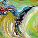 Original oil painting Hummingbird palette knife modern impressionism fine art impasto by Karen Tarlton