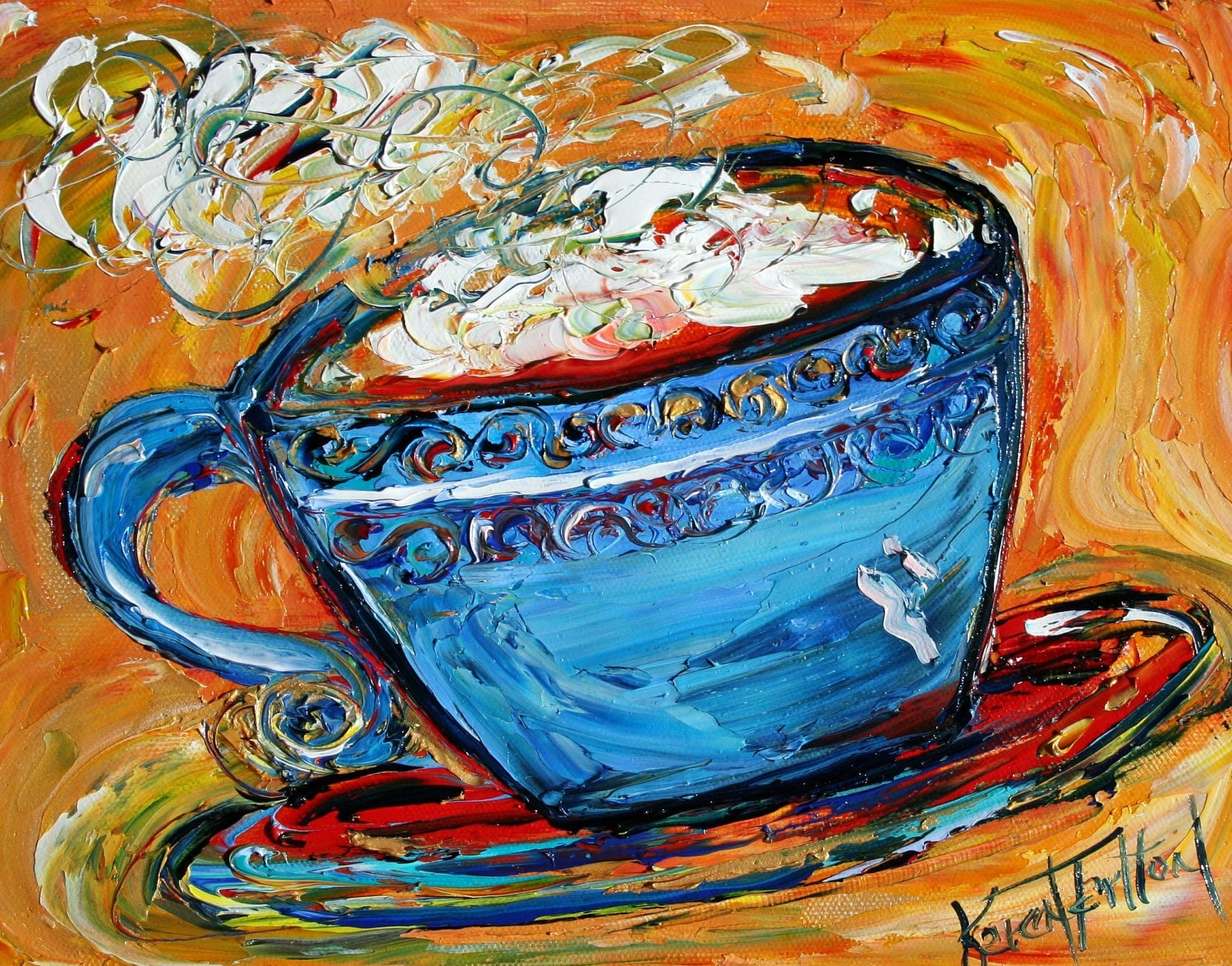 Fine art  print COFFEE  modern from oil painting  by Karen