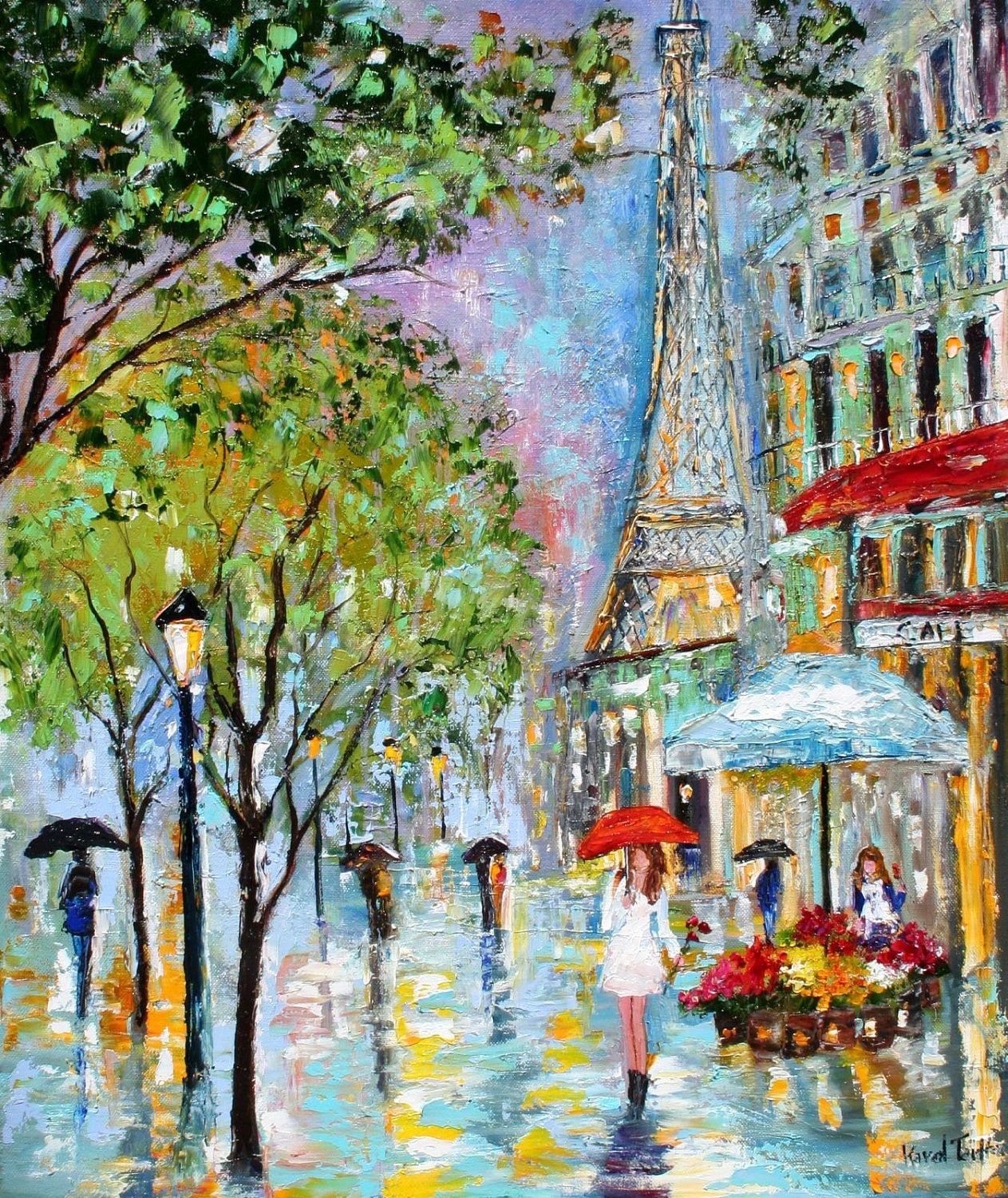 Original Painting PARIS RAIN Cityscape Modern Texture Oil   Il Fullxfull.311040586 