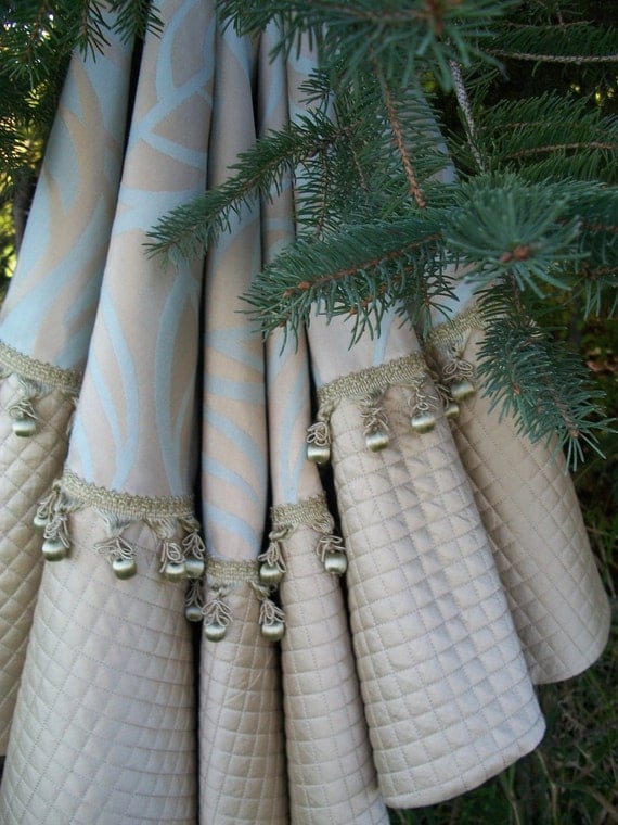 50 off metallic gold and bliue tasseled christmas tree skirt 50 off metallic gold and bliue tasseled christmas tree skirt