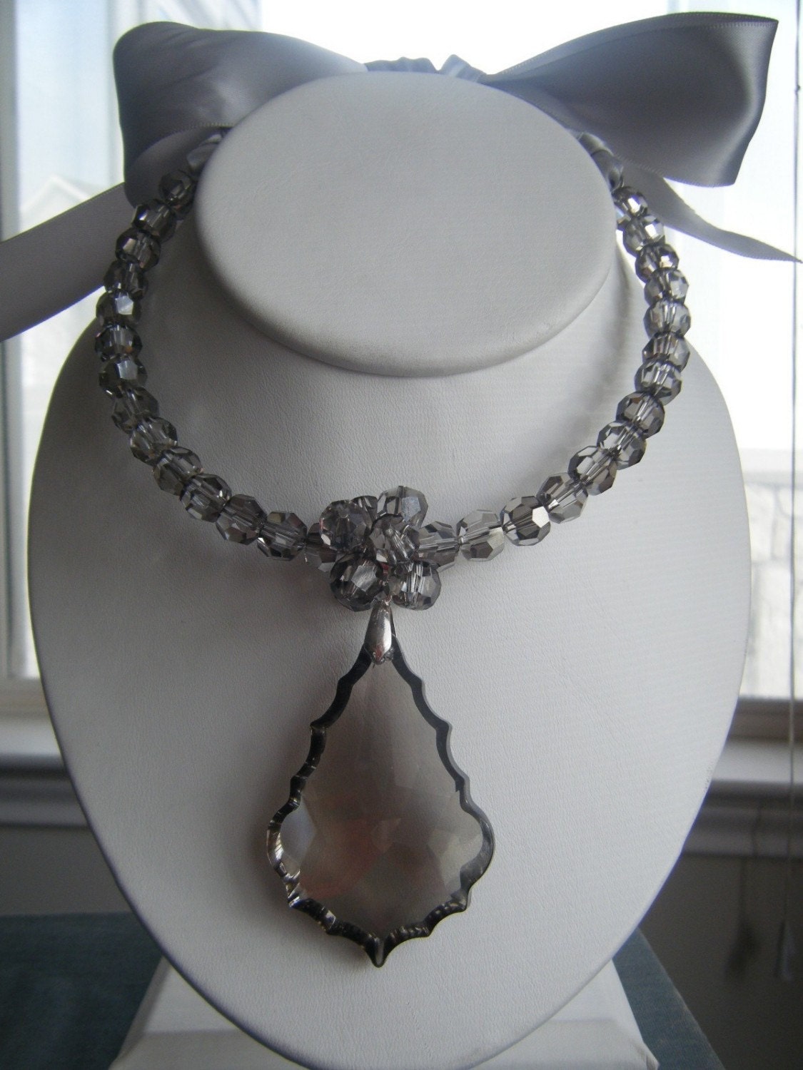 Charcoal Chandelier Crystal Drop Necklace