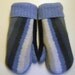 Denim Blue Wave Mittens - fleece lined, felted recycled wool mittens. Ladies S/M.