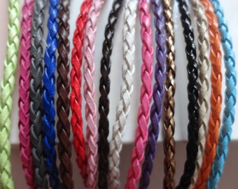 32pcs 3mm 16-18 inch adjustable assorted(16colors) faux braided leather necklace cord
