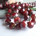 Faceted Baroque Beads Czech Glass Beads Fire Polished Irregular 7mm Marbled Red and Clear Crystal with Denim Picasso (25pcs) Last Lots