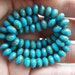 Faceted Rondelle Czech Glass Beads 4x7mm Opaque Blue with Olive Picasso (30pcs)