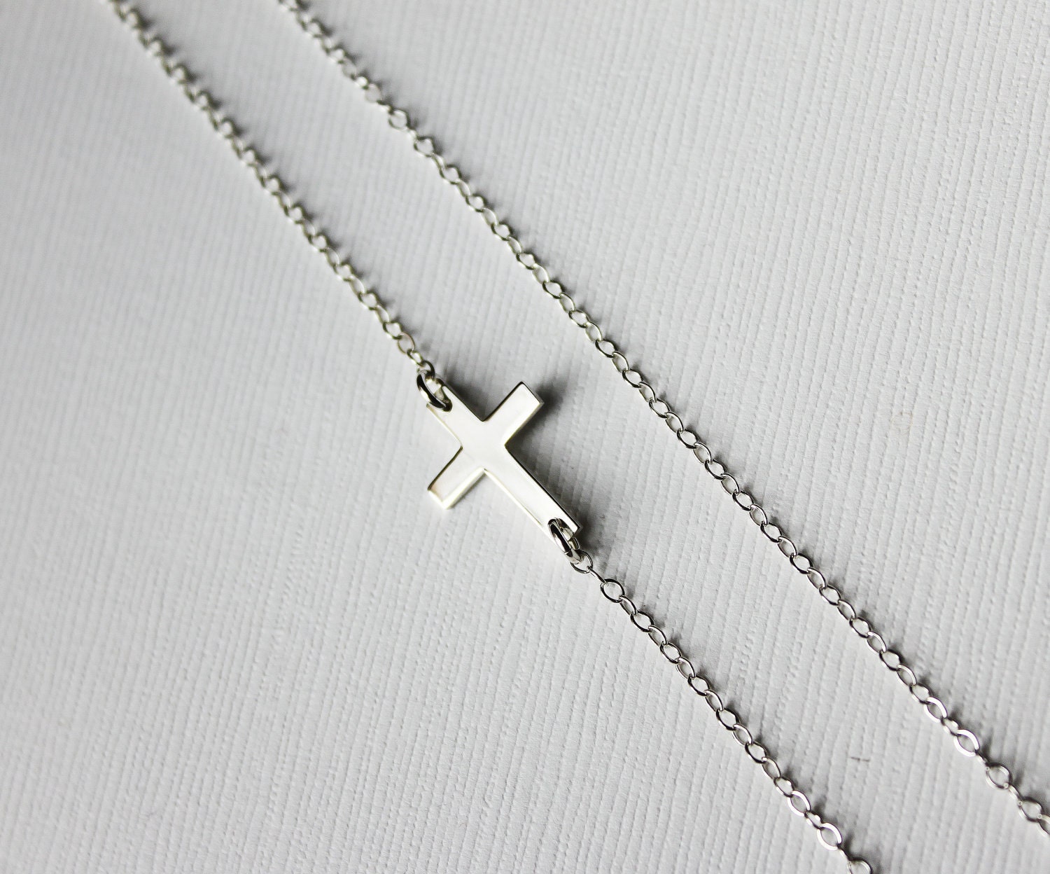 Small Sideways Cross Necklace Sterling Silver by SparkleTrue