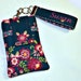 Personalized Scandinavian Emerald Green & Pink or Orange Floral Phone Case with Wristlet